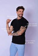 Camiseta com Zíper Preta