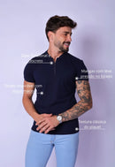 Camiseta com Zíper Azul Marinho