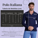 Camisa Polo Italiana Tricot Manga Longa Branca