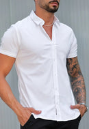 Camisa Masculina Manga Curta Slim Branca