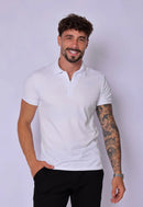Camisa Polo Ziper Branca