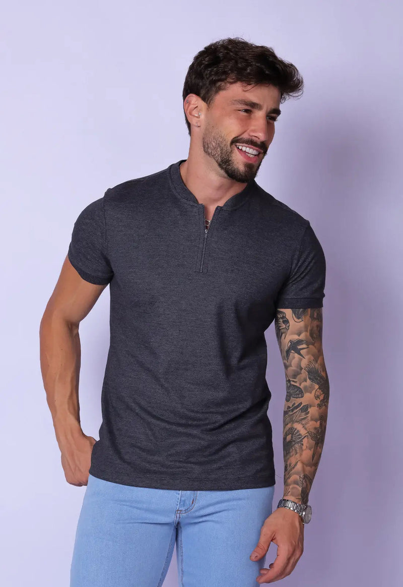 Camiseta com Zíper Chumbo