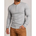 Camiseta Henley  Masculina Slim Fit Manga Longa  - Algodão Egípicio