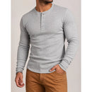 Camiseta Henley  Masculina Slim Fit Manga Longa  - Algodão Egípicio