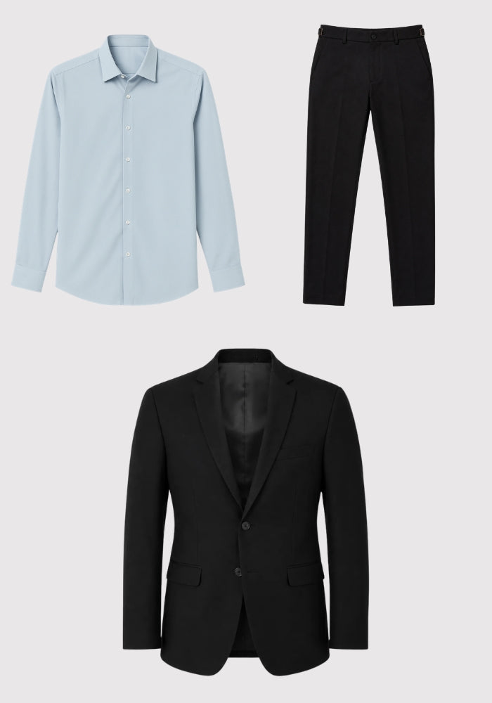 Kit Alfaiataria - Blazer Malha + Camisa Super Stretch + Calça Ajuste