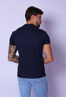 Camiseta com Zíper Azul Marinho