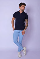 Camiseta com Zíper Azul Marinho
