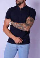 Camiseta com Zíper Azul Marinho