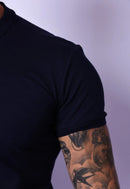 Camiseta com Zíper Azul Marinho