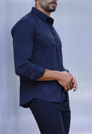 Camisa Masculina Manga Longa Slim Preta