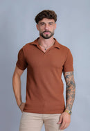 Camisa Polo Italiana Tricot Terracota Escuro