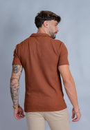 Camisa Polo Italiana Tricot Terracota Escuro