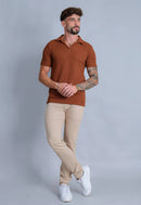 Camisa Polo Italiana Tricot Terracota Escuro