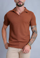 Camisa Polo Italiana Tricot Terracota Escuro