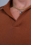 Camisa Polo Italiana Tricot Terracota Escuro