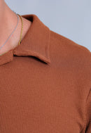 Camisa Polo Italiana Tricot Terracota Escuro