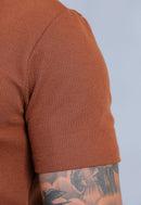 Camisa Polo Italiana Tricot Terracota Escuro