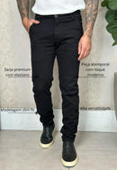 Calça Alfaiataria em Sarja com Elastano Preto