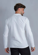 Camisa Polo Italiana Tricot Manga Longa Branca