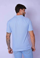 Camisa Polo Italiana Tricot Azul Claro