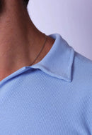Camisa Polo Italiana Tricot Azul Claro