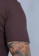 Camisa Polo Italiana Tricot Marrom Café