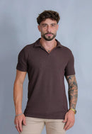 Camisa Polo Italiana Tricot Marrom Café