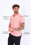 Camisa Polo Italiana Tricot Salmão