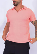 Camisa Polo Italiana Tricot Salmão