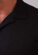Camisa Masculina Slim Canelada Preta