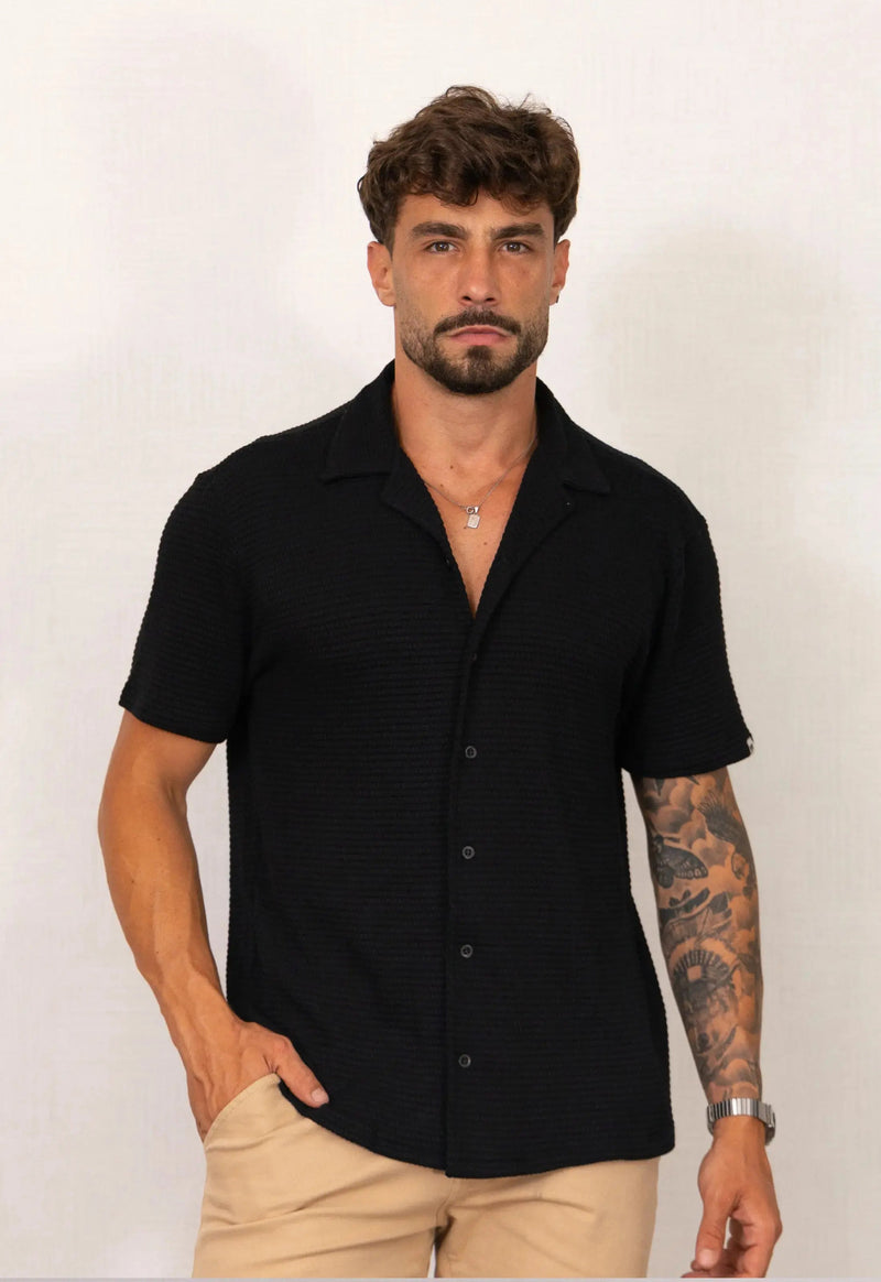Camisa Masculina Tricot Touch Preta