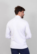Camiseta Gola Alta Canelada Manga Longa Branco