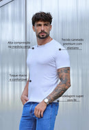 Camiseta Slim Canelada com Elastano Branca