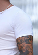Camiseta Slim Canelada com Elastano Branca