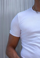 Camiseta Slim Canelada com Elastano Branca