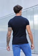 Camiseta Slim Canelada com Elastano Preto