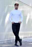 Camiseta Slim Manga Longa Gola Média Branca