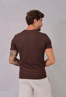 Camiseta Masculina Tricot Marrom Café