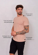 Camiseta Masculina Tricot Ponto Fino Bege