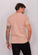 Camiseta Masculina Tricot Ponto Fino Bege