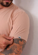 Camiseta Masculina Tricot Ponto Fino Bege