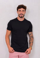Camiseta Masculina Tricot Ponto Fino Preta