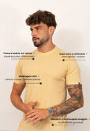 Camiseta Masculina Tricot Xadrez Bege