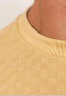 Camiseta Masculina Tricot Xadrez Bege