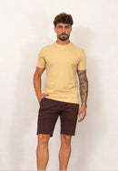 Camiseta Masculina Tricot Xadrez Bege