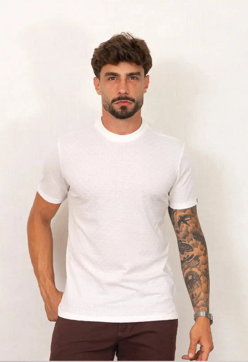 Camiseta Masculina Tricot Xadrez Branca