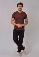 Camiseta com Zíper Marrom