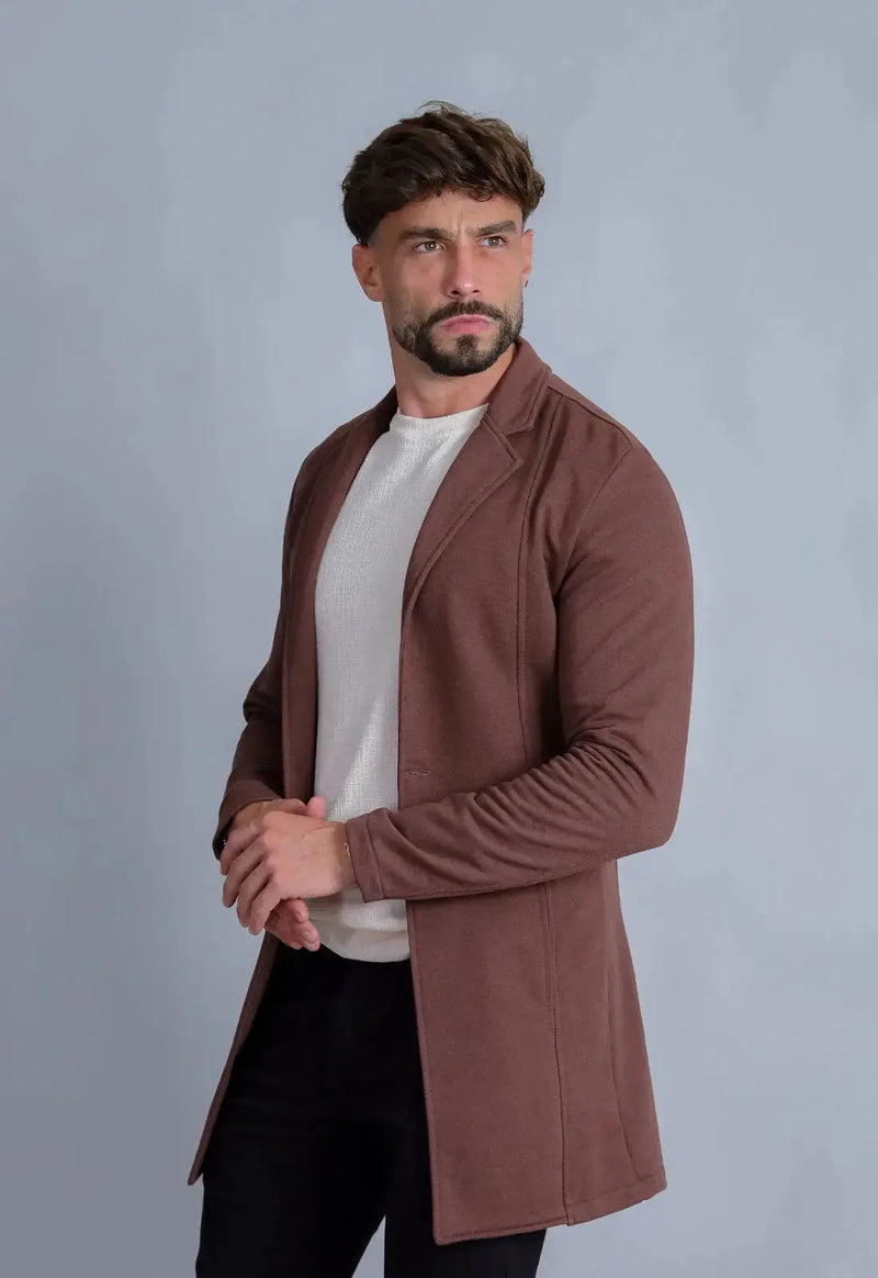 Sobretudo Slim Moletinho Marrom